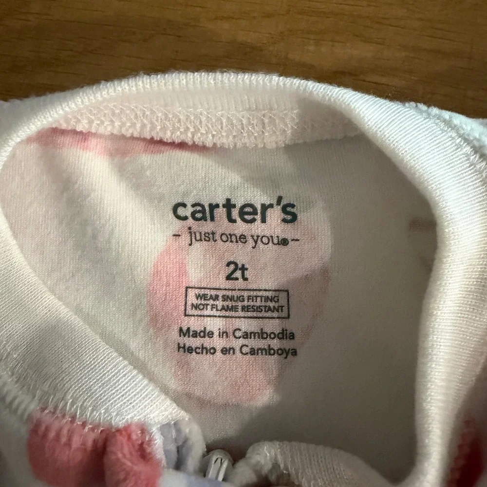 Carters Just One You Toddler Girls 2T Fleece Footed Pajamas Rainbow Sun Set 2pk